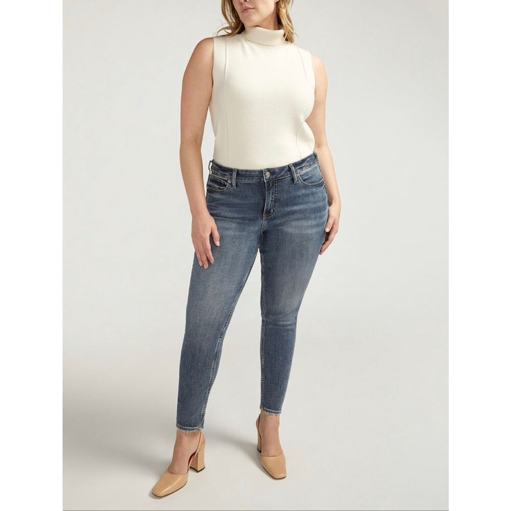 Silver Jean Co. Suki Curvy Mid Rise Skinny Jeans Indigo 24